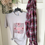 Boho Fall Blush & Bloom Pumpkin Graphic T-Shirt and Bleached Dyed Flannel Set
