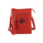 Burnt Orange Logo Multi-Compartments Crossbody Purse