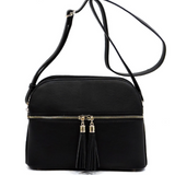 Black Multi Compartment Crossbody Purse