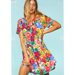 Multi-Color Floral Pattern Plus Size Dress