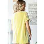 Citron Yellow Ribbed Short Sleeve Henley Top