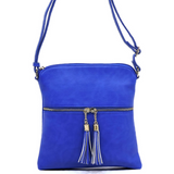 Royal Blue Zip Tassel Crossbody Purse