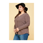 Heather Brown Button Up Plus Size Top