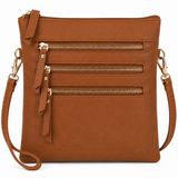 Triple Zip Crossbody, Multiple Color Options