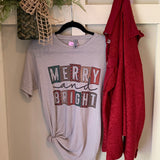 Merry and Bright Graphic T-Shirt and Red Shacket Set