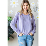 Lilac Ribbed Pullover Plus Size Top