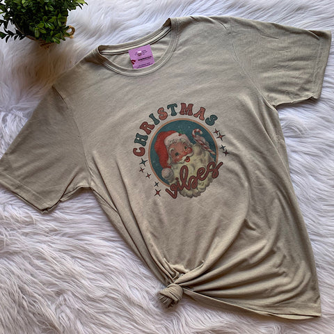 Christmas Vibes Santa Graphic T-Shirt