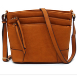 Tan Multi Zip Pocket Crossbody Purse