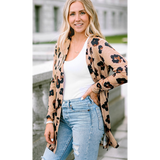 Tan Leopard Print Lightweight Cardigan