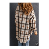 Cream Plaid Flannel Shacket