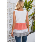 White, Coral, and Grey Color Block Tank Top