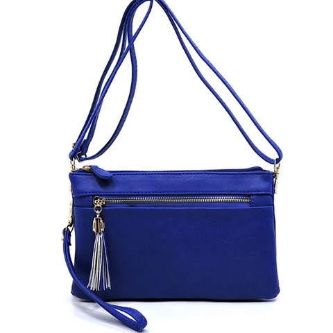 Royal Blue Multi-Compartment Tassel Crossbody Purse