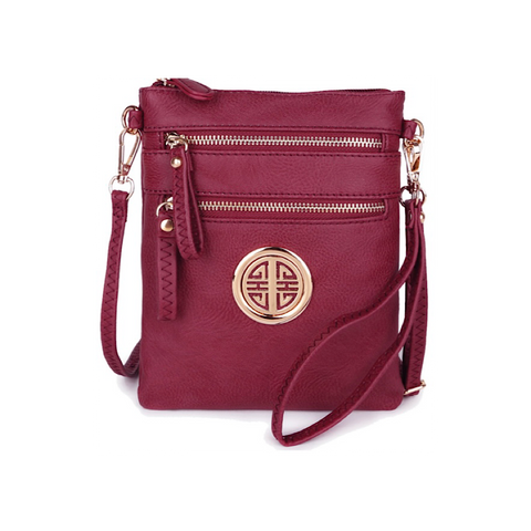 Burgundy Logo Crossbody Hipster Purse