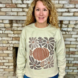 Fall Retro Pumpkin & Flowers Sublimated Gildan Relax Fit Sweatshirt