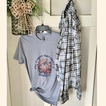 Fall is Proof Change Beautiful Graphic T-Shirt and Bleached Dyed Flannel Set