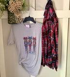 Nutcracker Y'all are Nuts Christmas Tee & Flannel Set