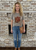 Football Bow Accent T-Shirt, Ash Gray
