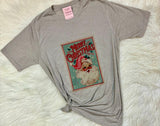 Vintage Santa Stamp Christmas Retro Graphic T-Shirt