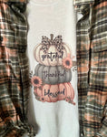 Grateful Thankful Blessed Pumpkin Stack Print Tee & Flannel Set