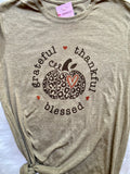 Grateful Thankful Blessed Animal Print Pumpkin Graphic T-Shirt