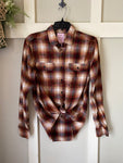 Bleached Red & Tan Plaid Flannel