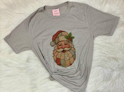 Quilt Santa Christmas Retro Graphic T-Shirt