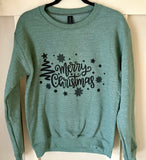Merry Christmas Tree & Snowflakes Sublimated Gildan Relax Fit Sweatshirt