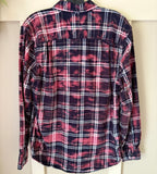 Hand Bleach Dyed Navy Blue White Flannel Relaxed Fit Soft & Warm