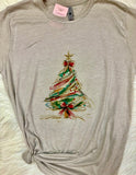 Red Green Gold Christmas Tree Graphic T-Shirt