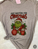 Grinch Just Waiting for Christmas Graphic T-Shirt