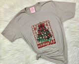 Pink & Red Bows Merry Christmas Tree Graphic T-Shirt