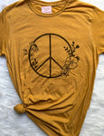 Peace Sign with Wildflowers Graphic T-Shirt