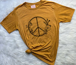 Peace Sign with Wildflowers Graphic T-Shirt