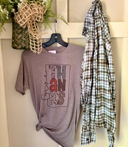 Give Thanks Print Tee & Flannel Set