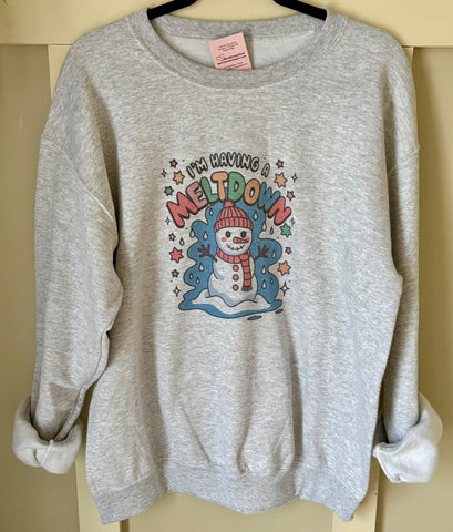 Having a Meltdown Snowman Sublimated Gildan Relax Fit Sweatshirt