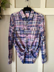 Bleached Blue & Yellow Plaid Flannel