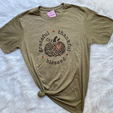 Grateful Thankful Blessed Animal Print Pumpkin Graphic T-Shirt