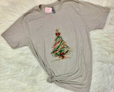 Red Green Gold Christmas Tree Graphic T-Shirt