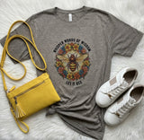 Words of Wisdom Bee Graphic T-Shirt, Light Gray