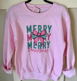Merry Merry Merry Bow Sublimated Gildan Relax Fit Sweatshirt