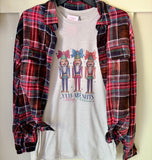 Nutcracker Y'all are Nuts Christmas Tee & Flannel Set
