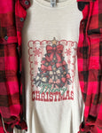 Merry Christmas Pink Bows Tee & Flannel Set