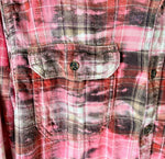 Hand Bleach Dyed Orange & Pink Flannel Relaxed Fit Soft & Warm