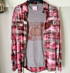 Autumn in my Soul Graphic T-Shirt and Bleached Dyed Flannel Set