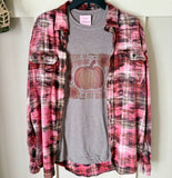 Autumn in my Soul Graphic T-Shirt and Bleached Dyed Flannel Set