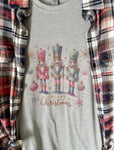 Nut Cracker Merry Christmas Tee & Flannel Set