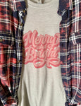 Retro Merry ChristmasTee & Flannel Set