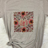 Boho Fall Blush & Bloom Pumpkin Graphic T-Shirt