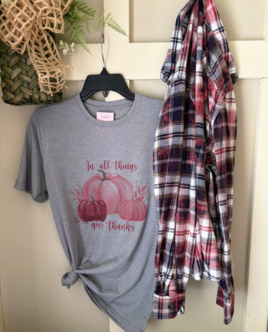 In All Things Give Thanks Tee & Flannel Set