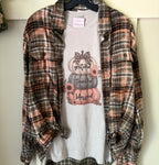 Grateful Thankful Blessed Pumpkin Stack Print Tee & Flannel Set